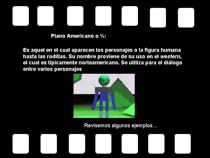 Plano Americano o ¾: Es aquel en el cual aparecen los personajes o la