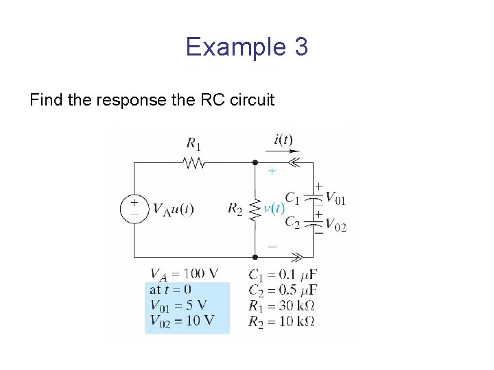 Example 3 Find the response the RC circuit 