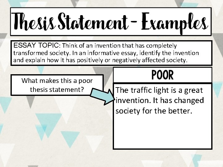 ESSAY TOPIC: Think of an invention that has completely transformed society. In an informative ESSAY TOPIC: Think of an invention that has completely transformed society. In an informative
