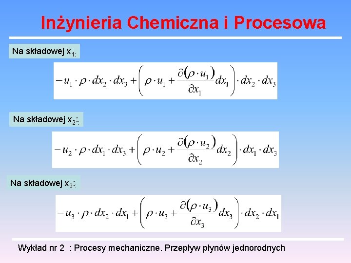 Inżynieria Chemiczna i Procesowa Na składowej x 1: Na składowej x 2: : Na