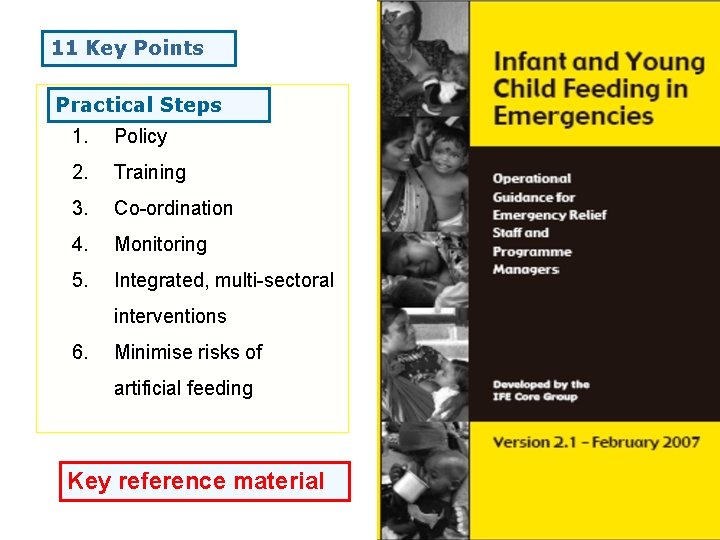 11 Key Points Practical Steps 1. Policy 2. Training 3. Co-ordination 4. Monitoring 5.