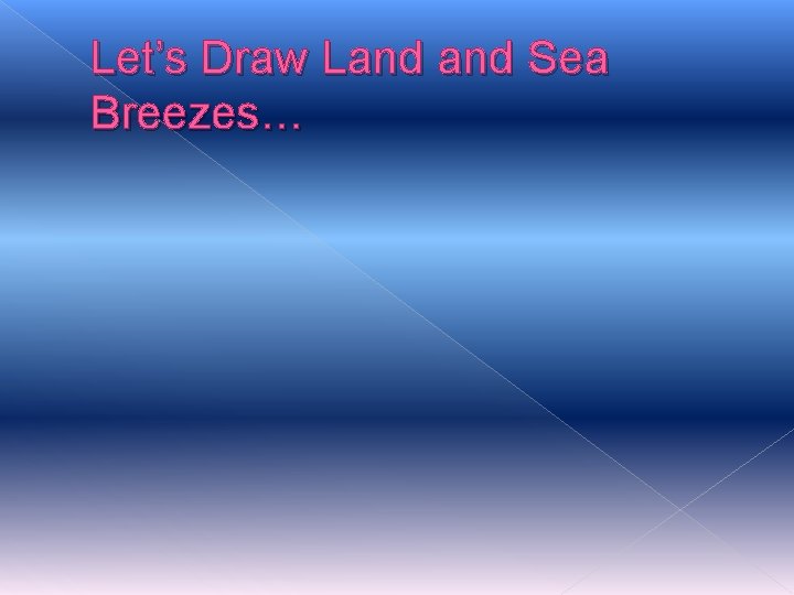 Let’s Draw Land Sea Breezes… Let’s Draw Land Sea Breezes…