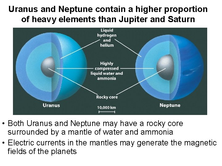 Uranus and Neptune contain a higher proportion of heavy elements than Jupiter and Saturn