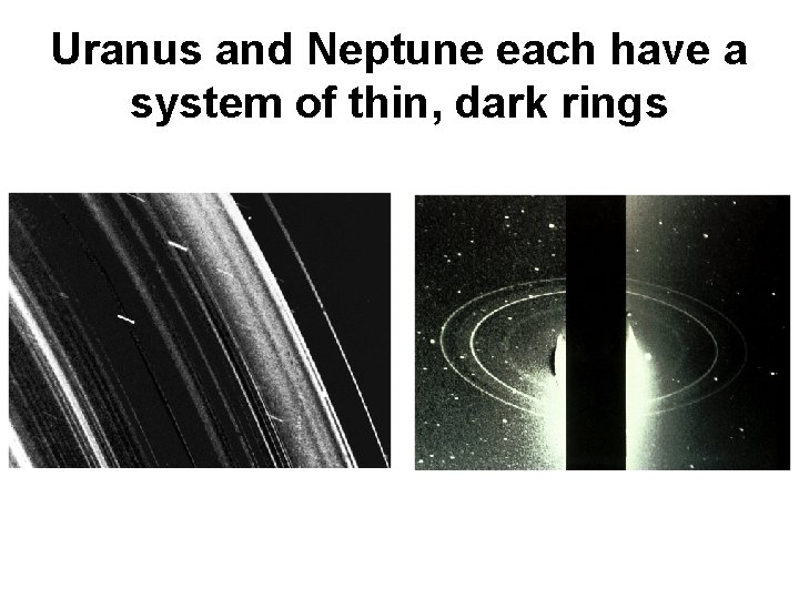 Uranus and Neptune each have a system of thin, dark rings 