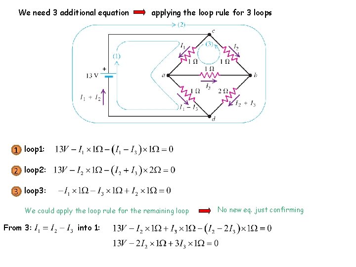 We need 3 additional equation applying the loop rule for 3 loops 1 loop