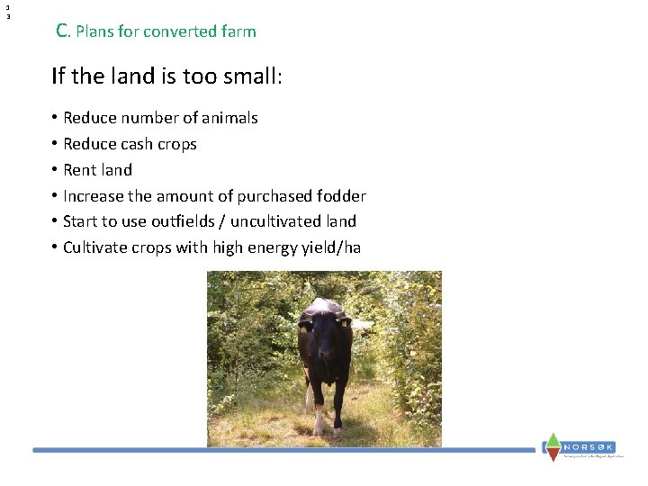 1 3 C. Plans for converted farm If the land is too small: • 1 3 C. Plans for converted farm If the land is too small: •