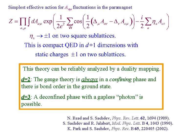 Simplest effective action for Aam fluctuations in the paramagnet This theory can be reliably