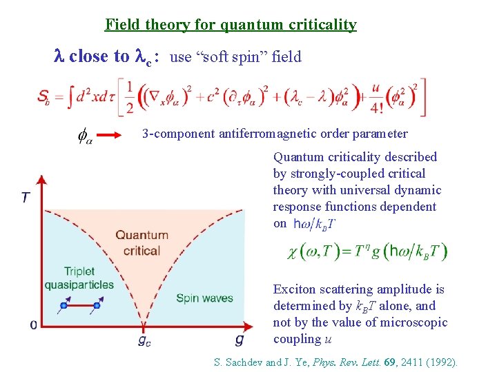 Field theory for quantum criticality l close to lc : use “soft spin” field