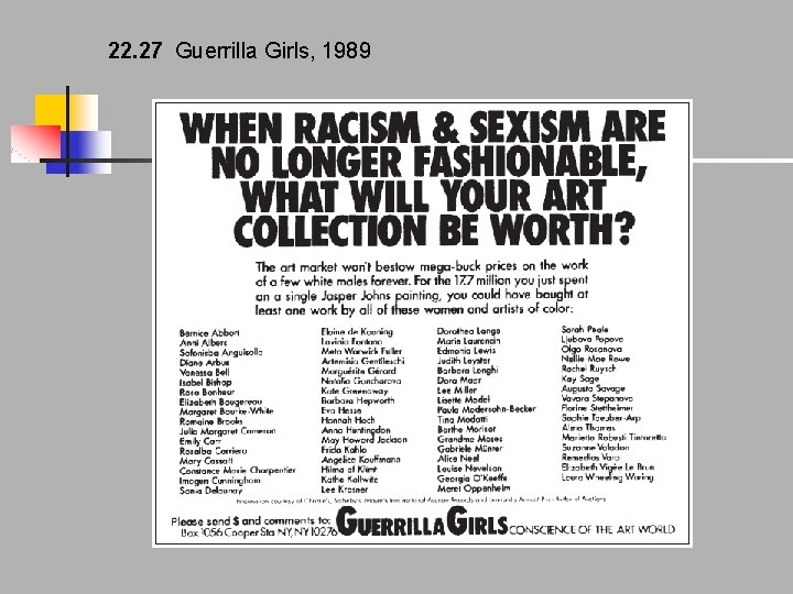 22. 27 Guerrilla Girls, 1989 22. 27 Guerrilla Girls, 1989