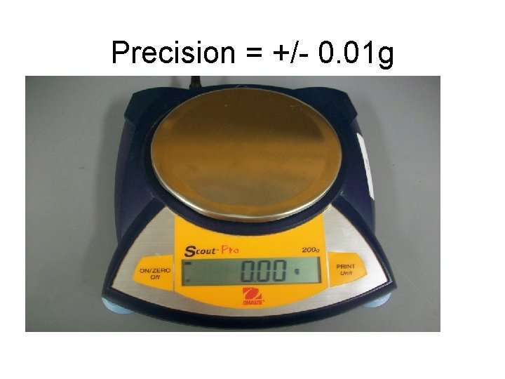 Precision = +/- 0. 01 g 