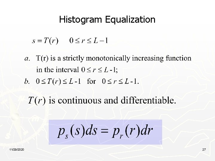 Histogram Equalization 11/29/2020 27 