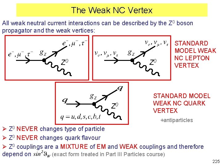 The Weak NC Vertex All weak neutral current interactions can be described by the