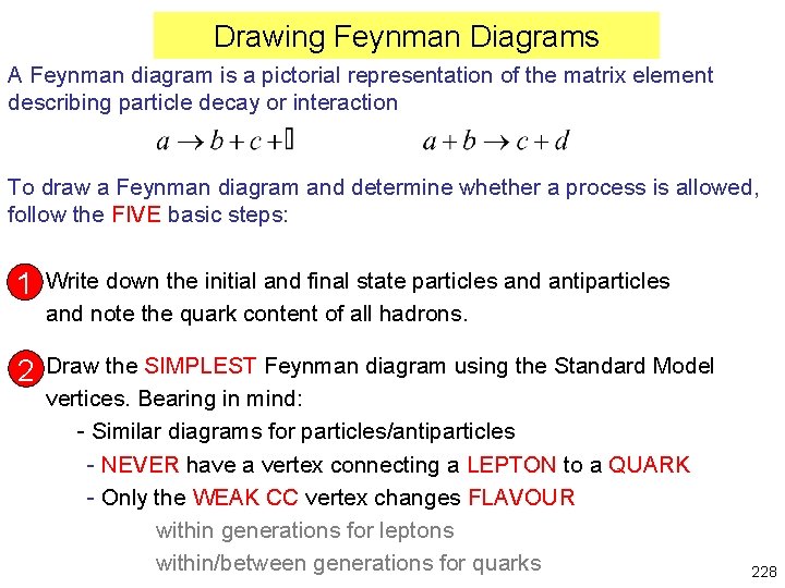 Drawing Feynman Diagrams A Feynman diagram is a pictorial representation of the matrix element