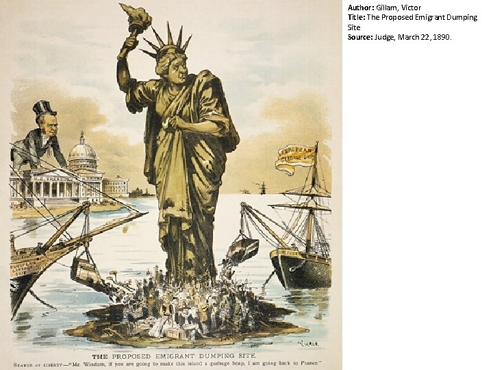 Author: Gillam, Victor Title: The Proposed Emigrant Dumping Site Source: Judge, March 22, 1890.