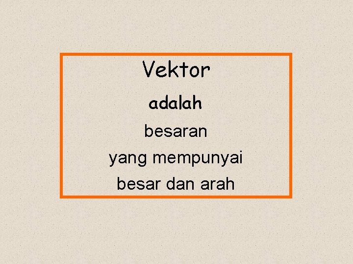 Vektor adalah besaran yang mempunyai besar dan arah 