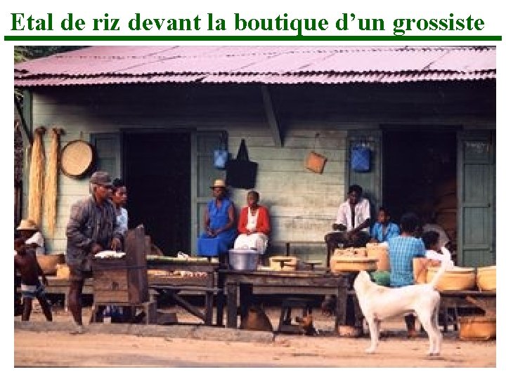 Etal de riz devant la boutique d’un grossiste 