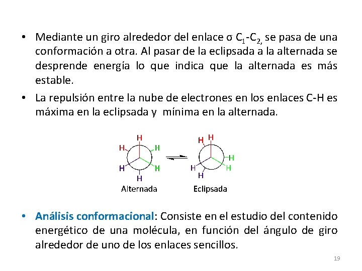 • Mediante un giro alrededor del enlace σ C 1 -C 2, se • Mediante un giro alrededor del enlace σ C 1 -C 2, se