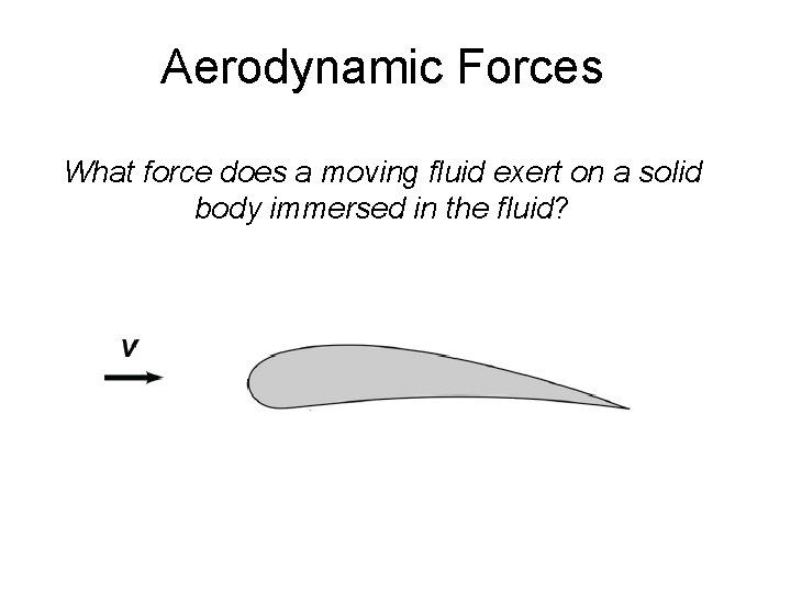 Aerodynamic Forces What force does a moving fluid exert on a solid body immersed
