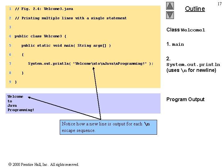 1 // Fig. 2. 4: Welcome 3. java 2 // Printing multiple lines with