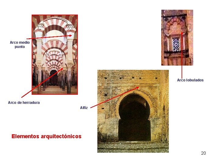 Arco medio punto Arco lobulados Arco de herradura Alfiz Elementos arquitectónicos 20 