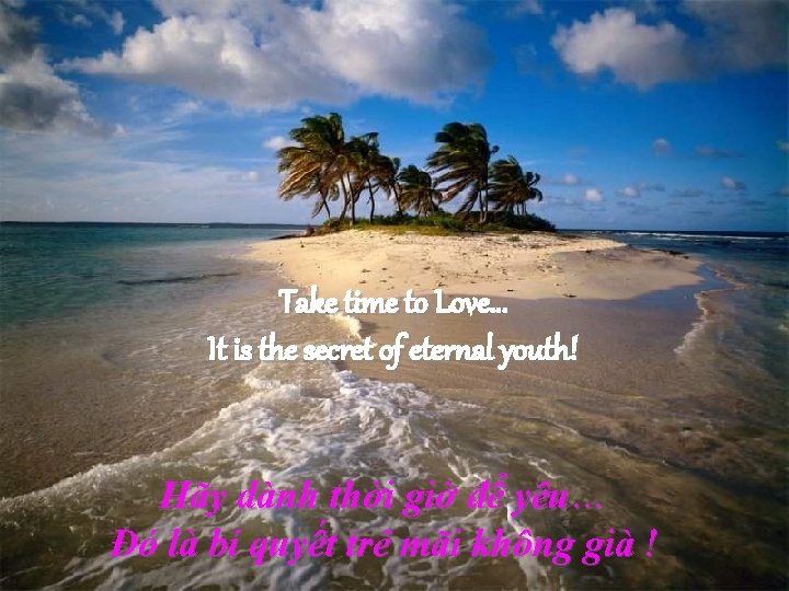 Take time to Love… It is the secret of eternal youth! Hãy dành thời