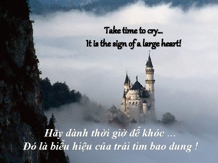 Take time to cry… It is the sign of a large heart! Hãy dành