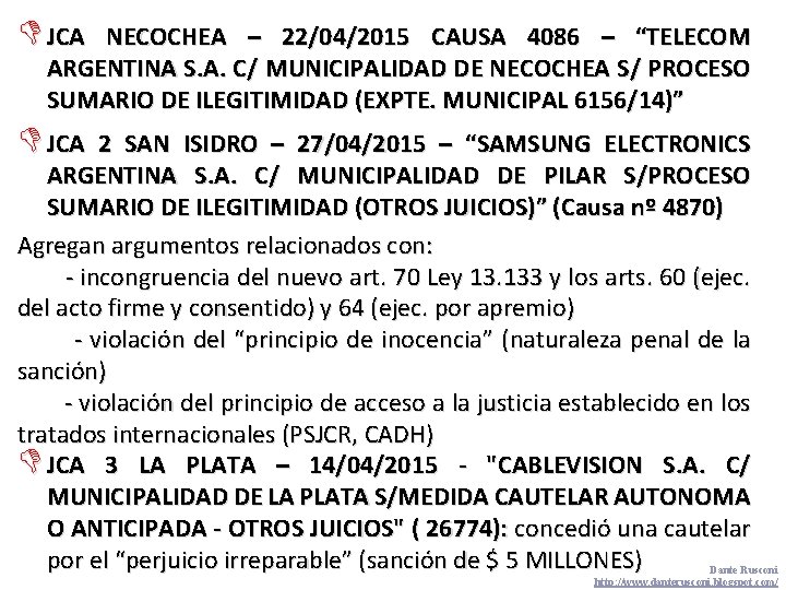  JCA NECOCHEA – 22/04/2015 CAUSA 4086 – “TELECOM ARGENTINA S. A. C/ MUNICIPALIDAD