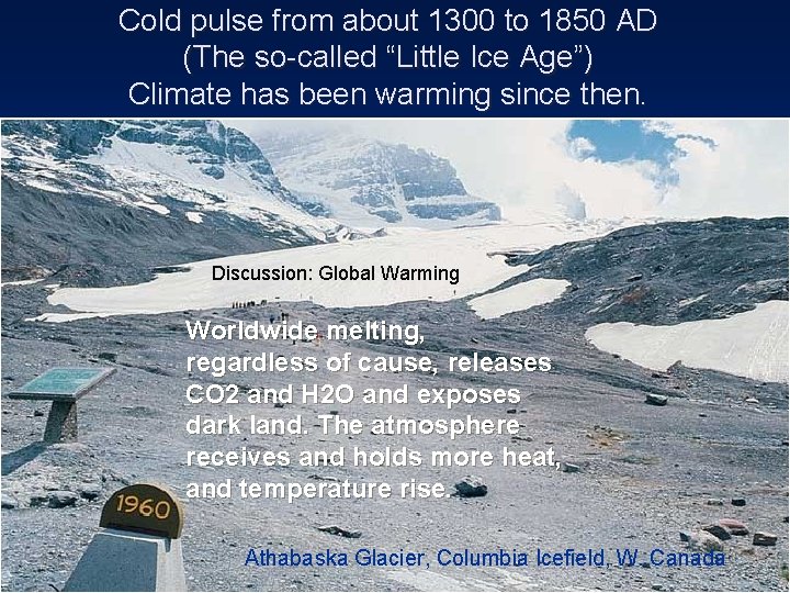 Cold pulse from about 1300 to 1850 AD (The so-called “Little Ice Age”) Climate