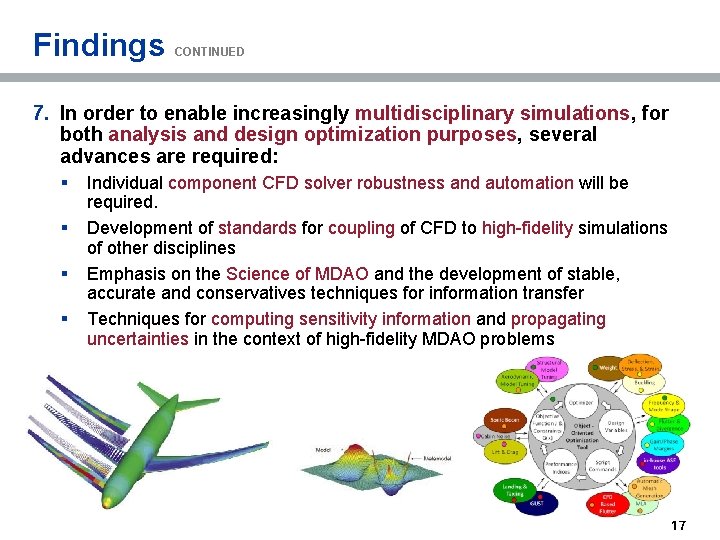Findings CONTINUED 7. In order to enable increasingly multidisciplinary simulations, for both analysis and