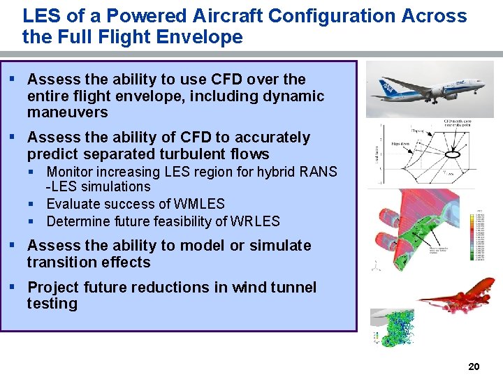 LES of a Powered Aircraft Configuration Across the Full Flight Envelope § Assess the