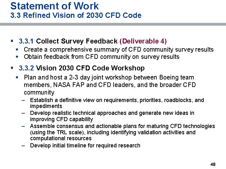 Statement of Work 3. 3 Refined Vision of 2030 CFD Code § 3. 3.