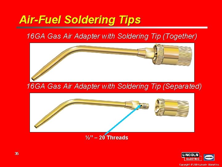 Air-Fuel Soldering Tips 16 GA Gas Air Adapter with Soldering Tip (Together) 16 GA