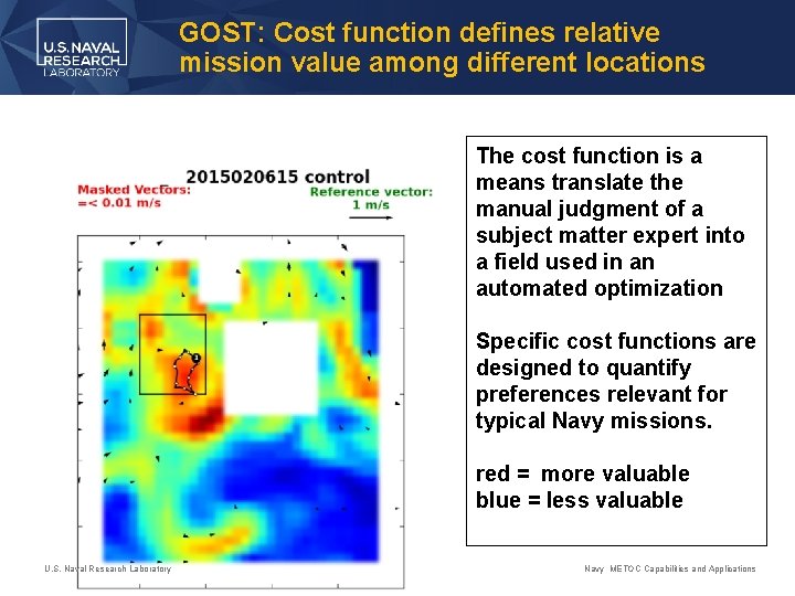 GOST: Cost function defines relative mission value among different locations The cost function is