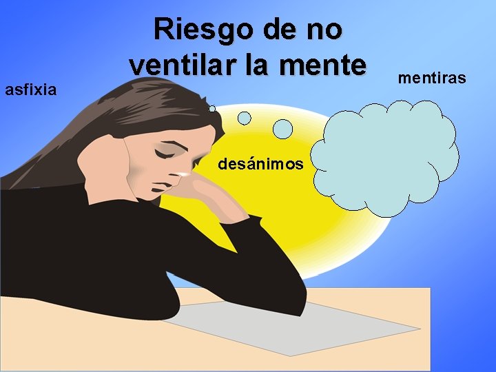 asfixia Riesgo de no ventilar la mente desánimos mentiras 