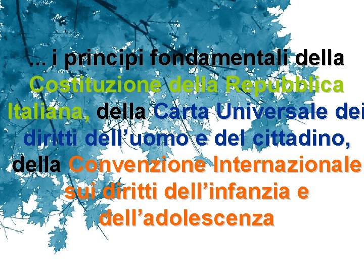 … i principi fondamentali della Costituzione della Repubblica Italiana, della Carta Universale dei diritti … i principi fondamentali della Costituzione della Repubblica Italiana, della Carta Universale dei diritti