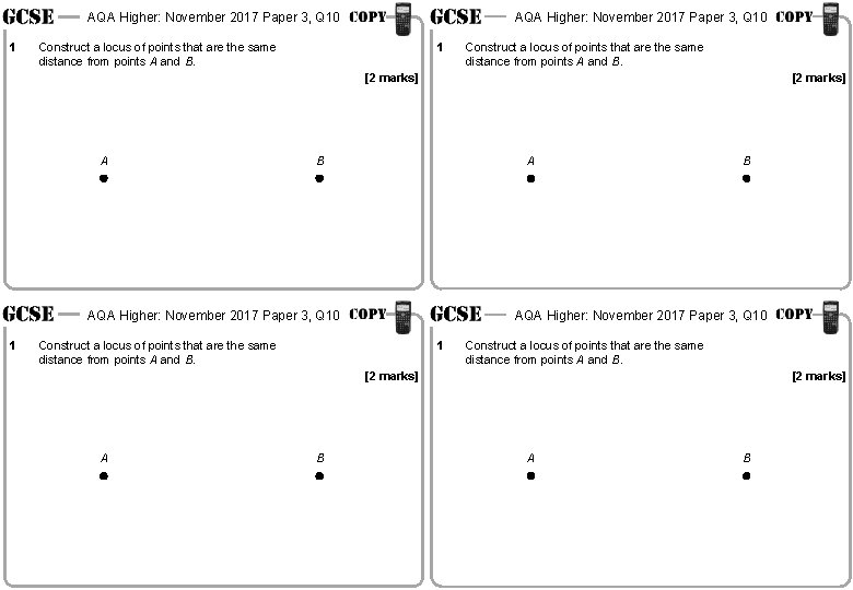 AQA Higher: November 2017 Paper 3, Q 10 1 AQA Higher: November 2017 Paper