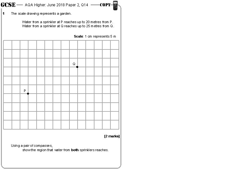 AQA Higher: June 2018 Paper 2, Q 14 1 The scale drawing represents a