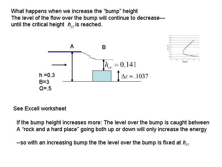 What happens when we increase the “bump” height The level of the flow over What happens when we increase the “bump” height The level of the flow over