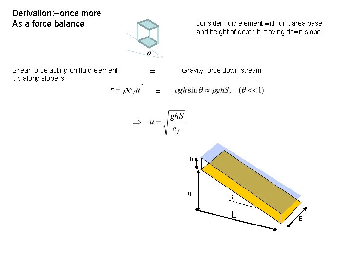 Derivation: --once more As a force balance Shear force acting on fluid element Up Derivation: --once more As a force balance Shear force acting on fluid element Up