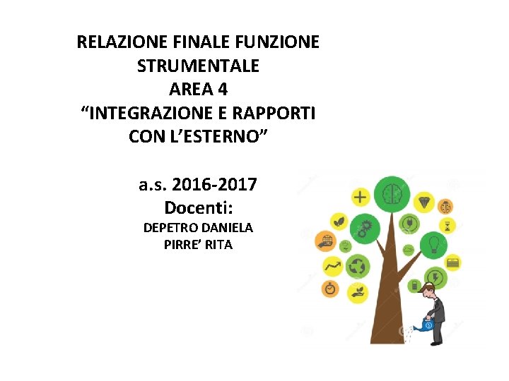 RELAZIONE FINALE FUNZIONE STRUMENTALE AREA 4 “INTEGRAZIONE E RAPPORTI CON L’ESTERNO” a. s. 2016