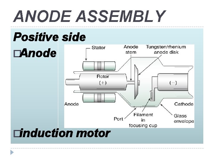 ANODE ASSEMBLY Positive side �Anode �induction motor 