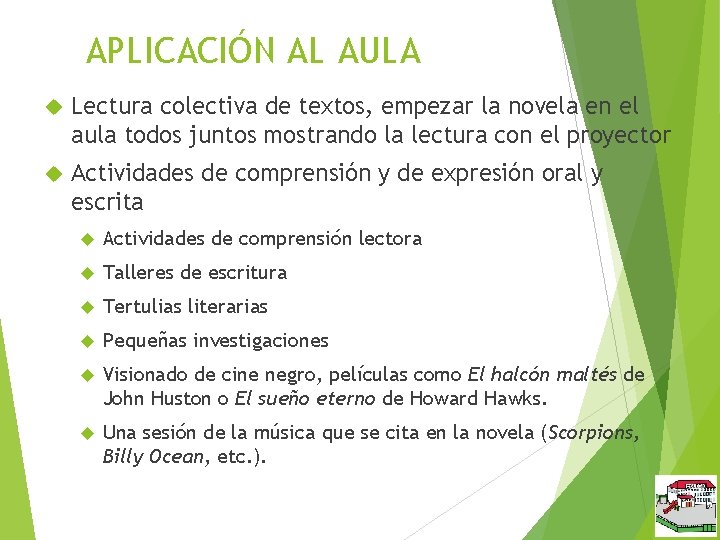 APLICACIÓN AL AULA Lectura colectiva de textos, empezar la novela en el aula todos