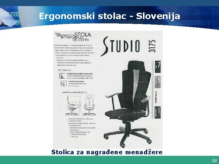 Ergonomski stolac - Slovenija Stolica za nagrađene menadžere 52 