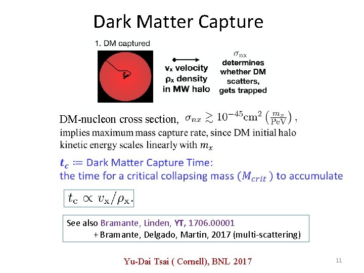 Dark Matter Capture DM-nucleon cross section, See also Bramante, Linden, YT, 1706. 00001 +