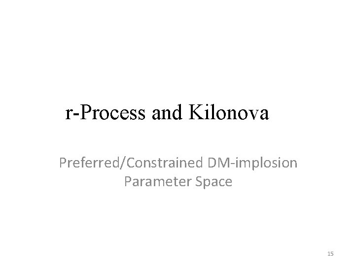 r-Process and Kilonova Preferred/Constrained DM-implosion Parameter Space 15 