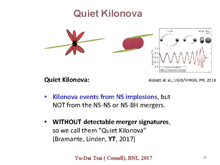 Quiet Kilonova: Abbott et al. , LIGO/VIRGO, PRL 2016 • Kilonova events from NS