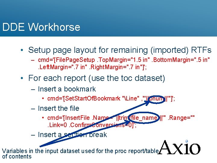 DDE Workhorse • Setup page layout for remaining (imported) RTFs – cmd='[File. Page. Setup.