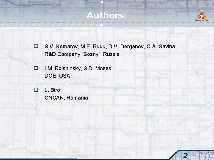 Authors: q S. V. Komarov, M. E. Budu, D. V. Derganov, O. A. Savina