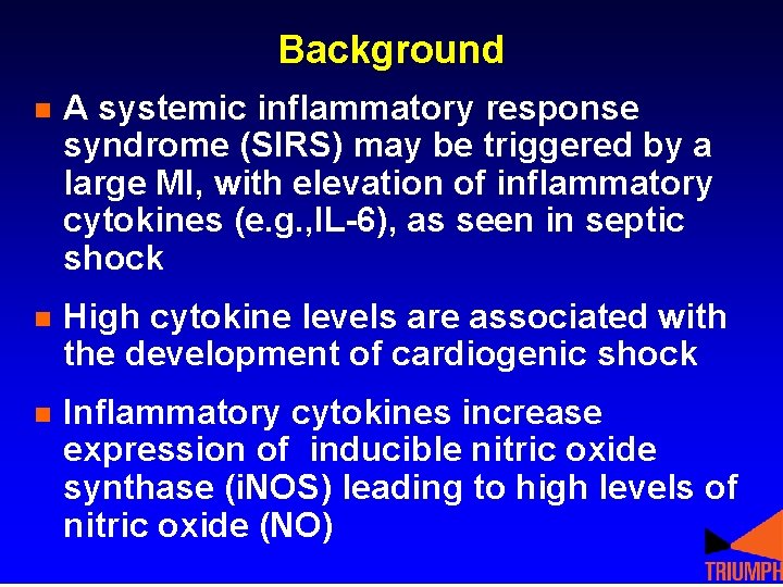 Background n A systemic inflammatory response syndrome (SIRS) may be triggered by a large Background n A systemic inflammatory response syndrome (SIRS) may be triggered by a large