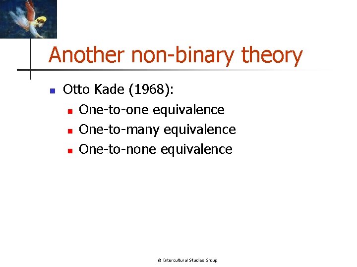Another non-binary theory n Otto Kade (1968): n One-to-one equivalence n One-to-many equivalence n Another non-binary theory n Otto Kade (1968): n One-to-one equivalence n One-to-many equivalence n
